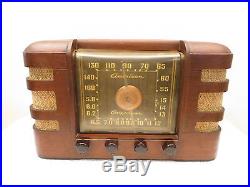 VINTAGE 1940s CROSLEY MODERNISTIC LARGE DIAL OLD ANTIQUE WOOD RADIO & WORKING