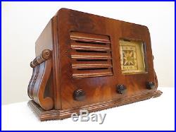 VINTAGE 1940s OLD STROMBERG CARLSON MID CENTURY RADIO WITH SCROLLED SIDE BARS