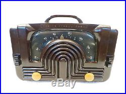 VINTAGE 1940s OLD ZENITH ART DECO ANTIQUE BAKELITE TUBE RADIO MOST UNIQUE DESIGN