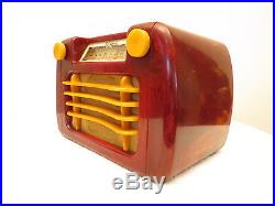 VINTAGE 1940s SENTINEL ART DECO OLD CATALIN BAKELITE RADIO RED MARBLED COLOR