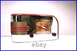 VINTAGE 1940s TRUETONE ART DECO OLD CHROME MID CENTURY RESTORED ANTIQUE RADIO