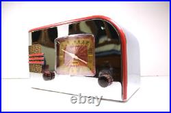 VINTAGE 1940s TRUETONE ART DECO OLD CHROME MID CENTURY RESTORED ANTIQUE RADIO