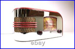 VINTAGE 1940s TRUETONE ART DECO OLD CHROME MID CENTURY RESTORED ANTIQUE RADIO