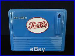 Vintage 1950 Pepsi Cooler Old Antique Blue Soda Coin Op Cola Machine Tube Radio