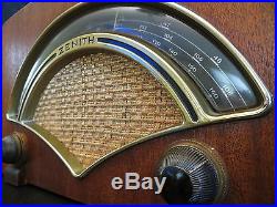 VINTAGE 1950s OLD ANTIQUE CHARLES EAMES ZENITH BRASS DIAL AM FM TUBE RADIO