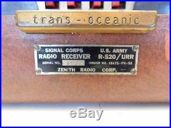 VINTAGE 1950s ZENITH R-520 OLD ANTIQUE MILITARY ARMY COMBAT TRANSOCEANIC RADIO