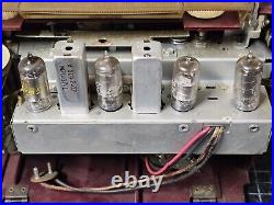 VINTAGE 1952 General Electric Burgundy 4-Tube Portable AM Radio, Model 607