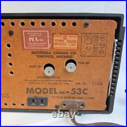 VINTAGE 1953 Motorola Alarm Clock Radio MODEL ML 53C Bakelite Green
