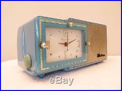 Vintage 1953 Old Bulova Solid Blue Gem Mint Best Of Best Antique Clock Radio