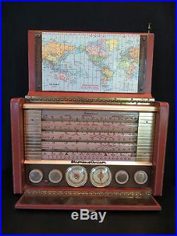 VINTAGE 1956 OLD STROMBERG CARLSON SHORTWAVE BROWN LEATHER TRANSOCEANIC RADIO