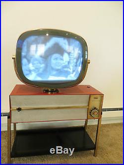VINTAGE 1959 PHILCO ANTIQUE SPACE AGE EAMES ERA JETSONS ATOMIC RED TELEVISION