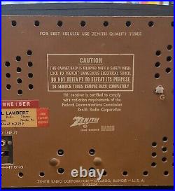 VINTAGE 1961 ZENITH AM/FM TUBE RADIO G730Y With PHONO IMPUT! TESTED/WORKING