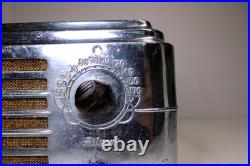VINTAGE 30s SILVER DEPRESSION ERA ORIGINALCHROME CABINET ANTIQUE OLD TUBE RADIO