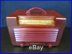 VINTAGE 40s GENERAL ELECTRIC ART DECO OLD TRANSLUCENT RED CATALIN BAKELITE RADIO