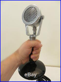 VINTAGE 40s OLD ANTIQUE WEBSTER ART DECO CHROME WORKING MICROPHONE & TABLE STAND