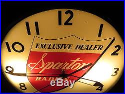 VINTAGE 40s SPARTON RADIO MID CENTURY OLD ANTIQUE ADVERTISING LIGHTUP PAM CLOCK