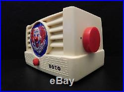 VINTAGE 50s OLD MID CENTURY ANTIQUE CELLULOID BOZO THE CLOWN LIGHT UP TUBE RADIO