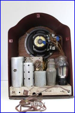 VINTAGE ANTIQUE 1930s ACRATONE FAUX METAL CABINET ORNATE FACADE OLD TUBE RADIO