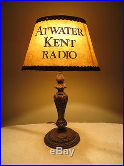 VINTAGE ATWATER KENT RADIO GOLD LACE & GILDED BRONZE ART DECO ADVERTISING LAMP