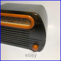 VINTAGE FADA 252 TEMPLE CATALIN TUBE RADIO GREEN SWIRL (Case Has Crack)