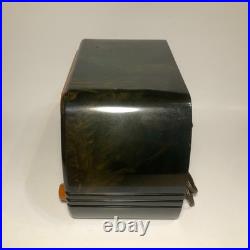 VINTAGE FADA 252 TEMPLE CATALIN TUBE RADIO GREEN SWIRL (Case Has Crack)