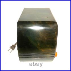 VINTAGE FADA 252 TEMPLE CATALIN TUBE RADIO GREEN SWIRL (Case Has Crack)