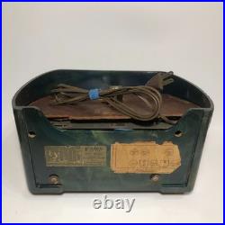 VINTAGE FADA 252 TEMPLE CATALIN TUBE RADIO GREEN SWIRL (Case Has Crack)