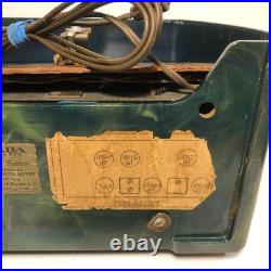 VINTAGE FADA 252 TEMPLE CATALIN TUBE RADIO GREEN SWIRL (Case Has Crack)