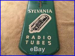 VINTAGE NOS 1940s ORIGINAL SYLVANIA RADIO TUBES ADVERTISING THERMOMETER SIGN