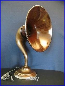 VINTAGE OLD 1920s ANTIQUE BEAUTIFUL WOOD GRAIN TYPE WORKING RADIO HORN SPEAKER