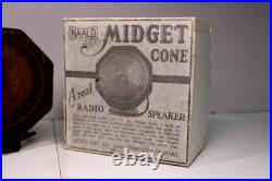 VINTAGE OLD 1920s IN BOX NA-ALD VERY NICE ANTIQUE MIDGET RADIO CONE SPEAKER VINTAGE OLD 1920s IN BOX NA-ALD VERY NICE ANTIQUE MIDGET RADIO CONE SPEAKER