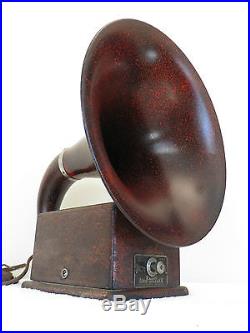 VINTAGE OLD 1920s RARE RED SPECKLED DICTOGRAND ANTIQUE RADIO HORN SPEAKER