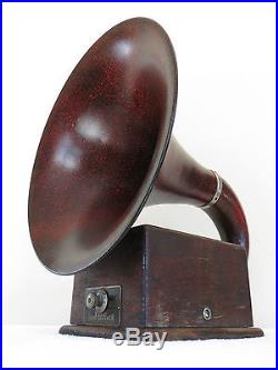 VINTAGE OLD 1920s RARE RED SPECKLED DICTOGRAND ANTIQUE RADIO HORN SPEAKER