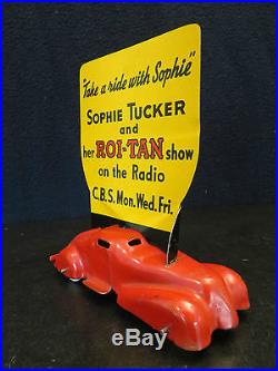 VINTAGE OLD 1939 ANTIQUE CHEVROLET CBS RADIO SOPHIE TUCKER ROI-TAN CIGARS SIGN