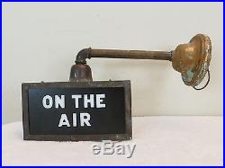 Vintage Old MID Century Antique On The Air Radio Television Studio Brass Sign