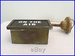 Vintage Old MID Century Antique On The Air Radio Television Studio Brass Sign