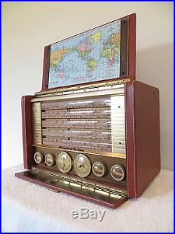 VINTAGE OLD STROMBERG CARLSON PROFESSIONAL RESTORED TRANSOCEANIC LEATHER RADIO