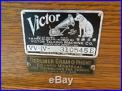Vintage Old Victor & Berliner Tag Near Mint As Good As It Gets Old Phonograph