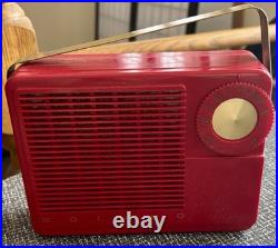 VINTAGE, RARE, Attic Find Roland 4PL 4P2-1 4P2-2 Portable Red Radio 1957