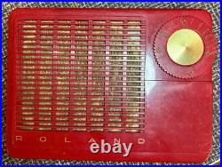 VINTAGE, RARE, Attic Find Roland 4PL 4P2-1 4P2-2 Portable Red Radio 1957