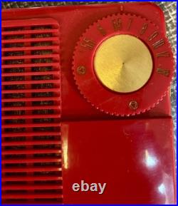 VINTAGE, RARE, Attic Find Roland 4PL 4P2-1 4P2-2 Portable Red Radio 1957