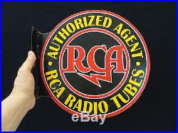 Vintage Rca Radio Tubes Old Antique Advertising Heavy Metal Advertising Sign