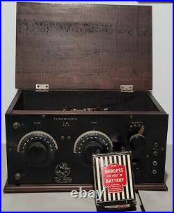 VINTAGE TRANSCONTINENTAL ZR-4 3 TUBE RADIO BY GIMBEL BRO WithBURGESS BATTERY CLEAN