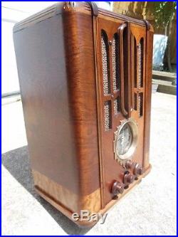 VINTAGE ZENITH 5S29 TOMBSTONE BLACK DIAL WOOD ANTIQUE TUBE RADIO 1936 DECO