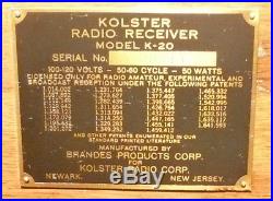 VIntage KOLSTER K-20 RADIO untested RADIO with ALL 4 TUBES. Ornate withCLAWFEET