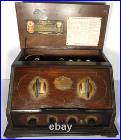 VIntage RCA RADIOLA 20 with ALL 5 TUBES GOOD TUNING information sheet & ID