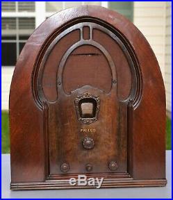 VTG (1932) Philco 43B Cathedral BC & Shortwave Tube Radio Receiver IT WORKS