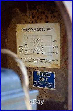 VTG (1937) Philco 38-7 SW & Broadcast Tube Radio Receiver with Cone-Centric Tuning