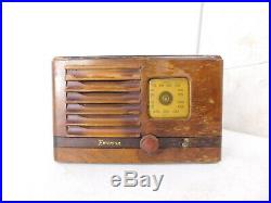 VTG 1938 Antique Deco Table Top Tube Radio Emerson Baby Midget Wood Case AX-217