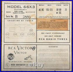 VTG (1946) RCA Victor 66X3 AM Broadcast & Shortwave Tube Radio IT WORKS
